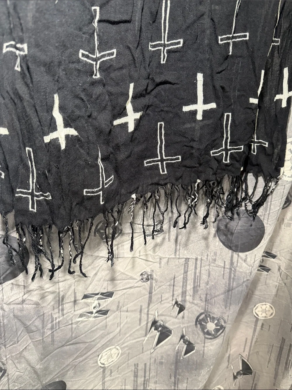 Y2K VINTAGE CROSSES SHEER LIGHTWEIGHT SCARF